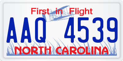 NC license plate AAQ4539