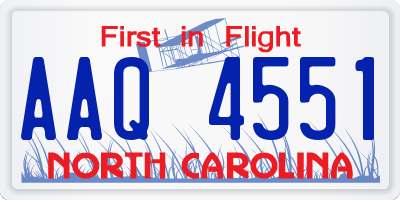 NC license plate AAQ4551