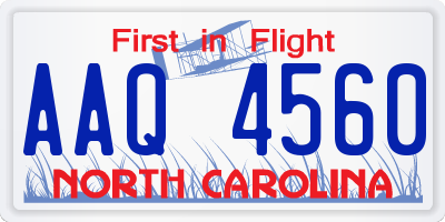 NC license plate AAQ4560