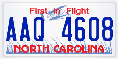NC license plate AAQ4608