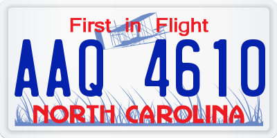 NC license plate AAQ4610