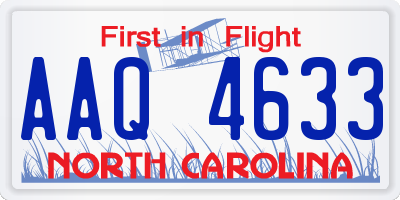 NC license plate AAQ4633