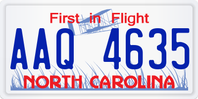 NC license plate AAQ4635