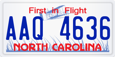 NC license plate AAQ4636