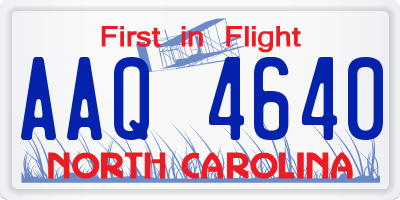 NC license plate AAQ4640