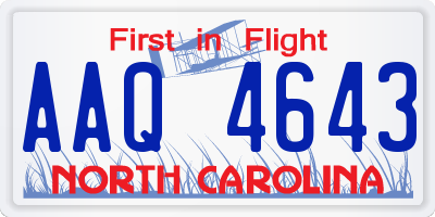 NC license plate AAQ4643