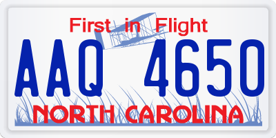 NC license plate AAQ4650