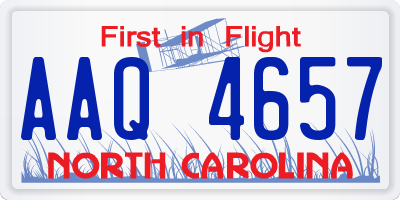 NC license plate AAQ4657