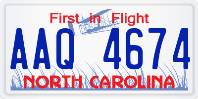 NC license plate AAQ4674