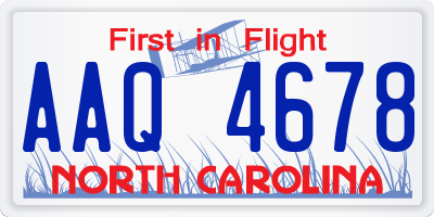 NC license plate AAQ4678