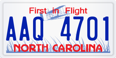 NC license plate AAQ4701