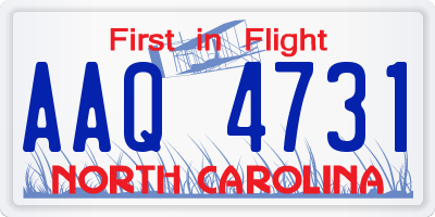 NC license plate AAQ4731