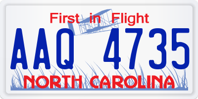 NC license plate AAQ4735
