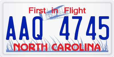 NC license plate AAQ4745