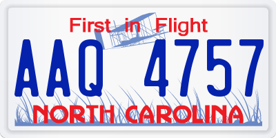 NC license plate AAQ4757