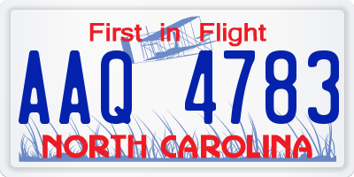 NC license plate AAQ4783