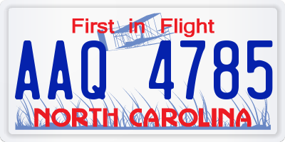 NC license plate AAQ4785