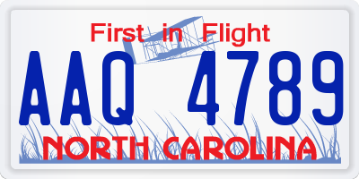 NC license plate AAQ4789