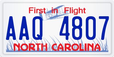 NC license plate AAQ4807