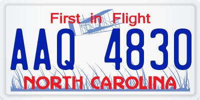 NC license plate AAQ4830