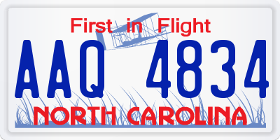 NC license plate AAQ4834
