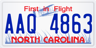 NC license plate AAQ4863