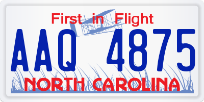 NC license plate AAQ4875