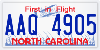 NC license plate AAQ4905