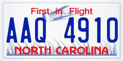 NC license plate AAQ4910