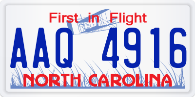 NC license plate AAQ4916