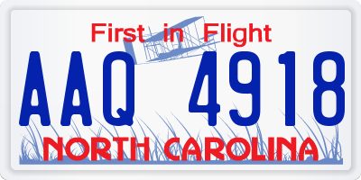 NC license plate AAQ4918