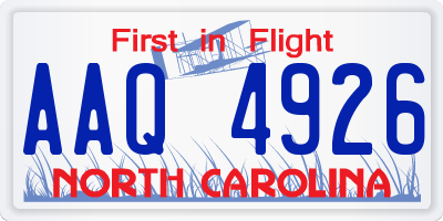 NC license plate AAQ4926