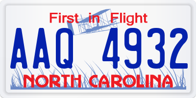 NC license plate AAQ4932