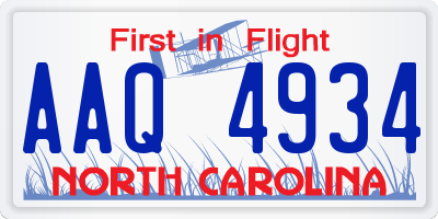 NC license plate AAQ4934