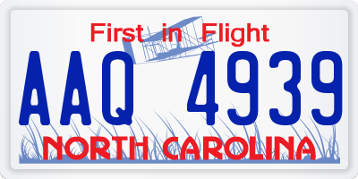 NC license plate AAQ4939
