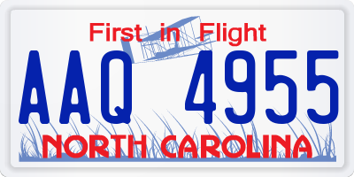 NC license plate AAQ4955