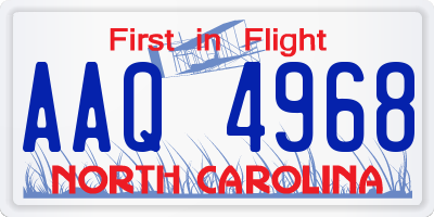 NC license plate AAQ4968