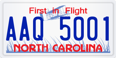 NC license plate AAQ5001