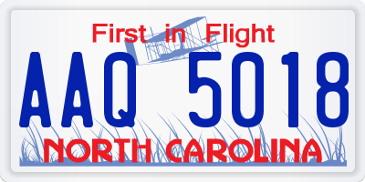 NC license plate AAQ5018