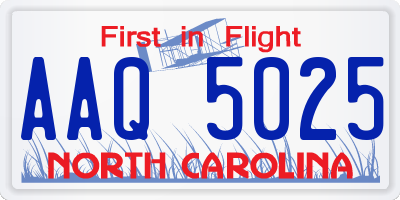 NC license plate AAQ5025