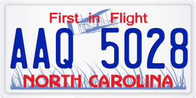 NC license plate AAQ5028
