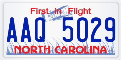 NC license plate AAQ5029