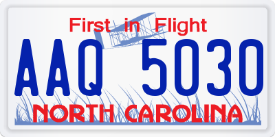 NC license plate AAQ5030