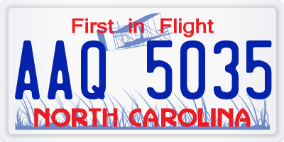 NC license plate AAQ5035