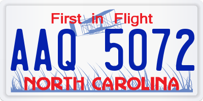 NC license plate AAQ5072
