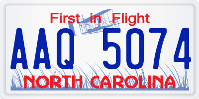 NC license plate AAQ5074
