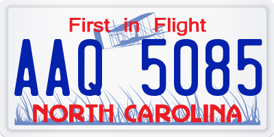 NC license plate AAQ5085