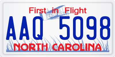 NC license plate AAQ5098