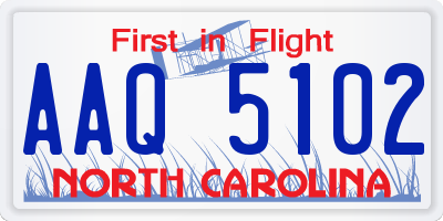 NC license plate AAQ5102