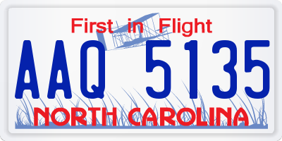 NC license plate AAQ5135